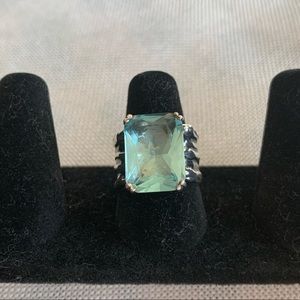 Silpada Silver Ring with Green Stone